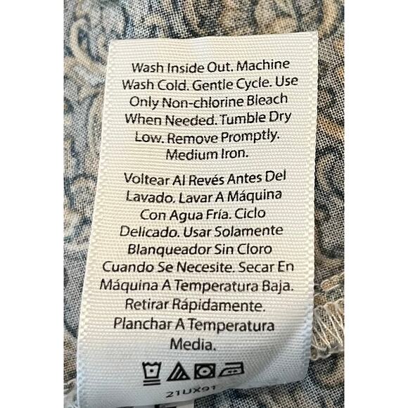 TIME & TRU LONG SLEEVE PEASANT BLOUSE, WOMENS, XL(16-18), BLUE TAN WHITE PAISLEY - Picture 10 of 10